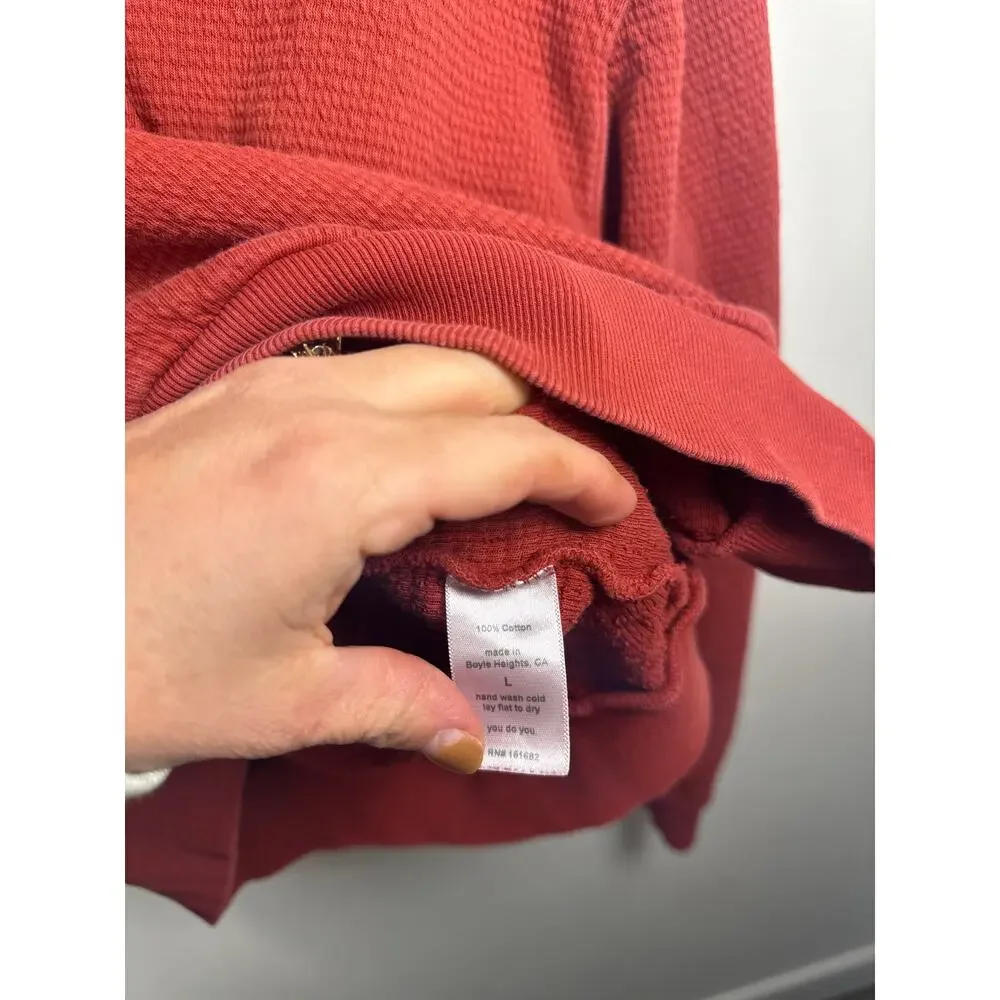 perfectwhitetee Azalia Waffle Hoodie in Red, Size Large - Picture 4 of 8